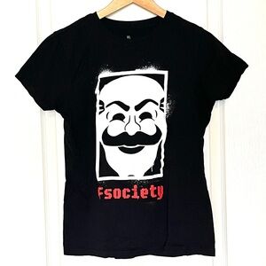 Mr. Robot fsociety Mask Graphic T-Shirt Loot Crate Exclusive Streetwear Size XL